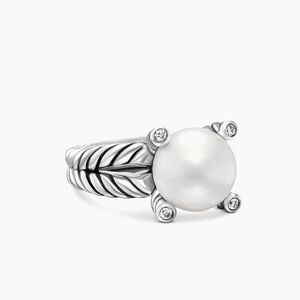 David Yurman Cable Collectibles Pearl Ring with Diamonds